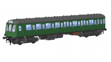 Class 149 "trailer" in BR green livery with small yellow panels