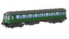 Class 150 "trailer" in BR green livery with small yellow panels