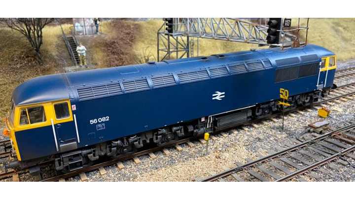 Class 56 56082 in Small Logo BR Blue livery with Light Weathering - DCC Sound Fitted