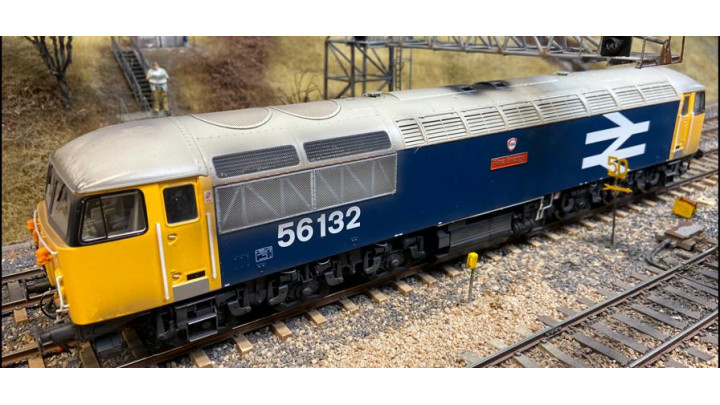 Class 56 56132 "Fina Energy" in Large Logo BR Blue Livery with Medium Weathering - DCC Sound Fitted